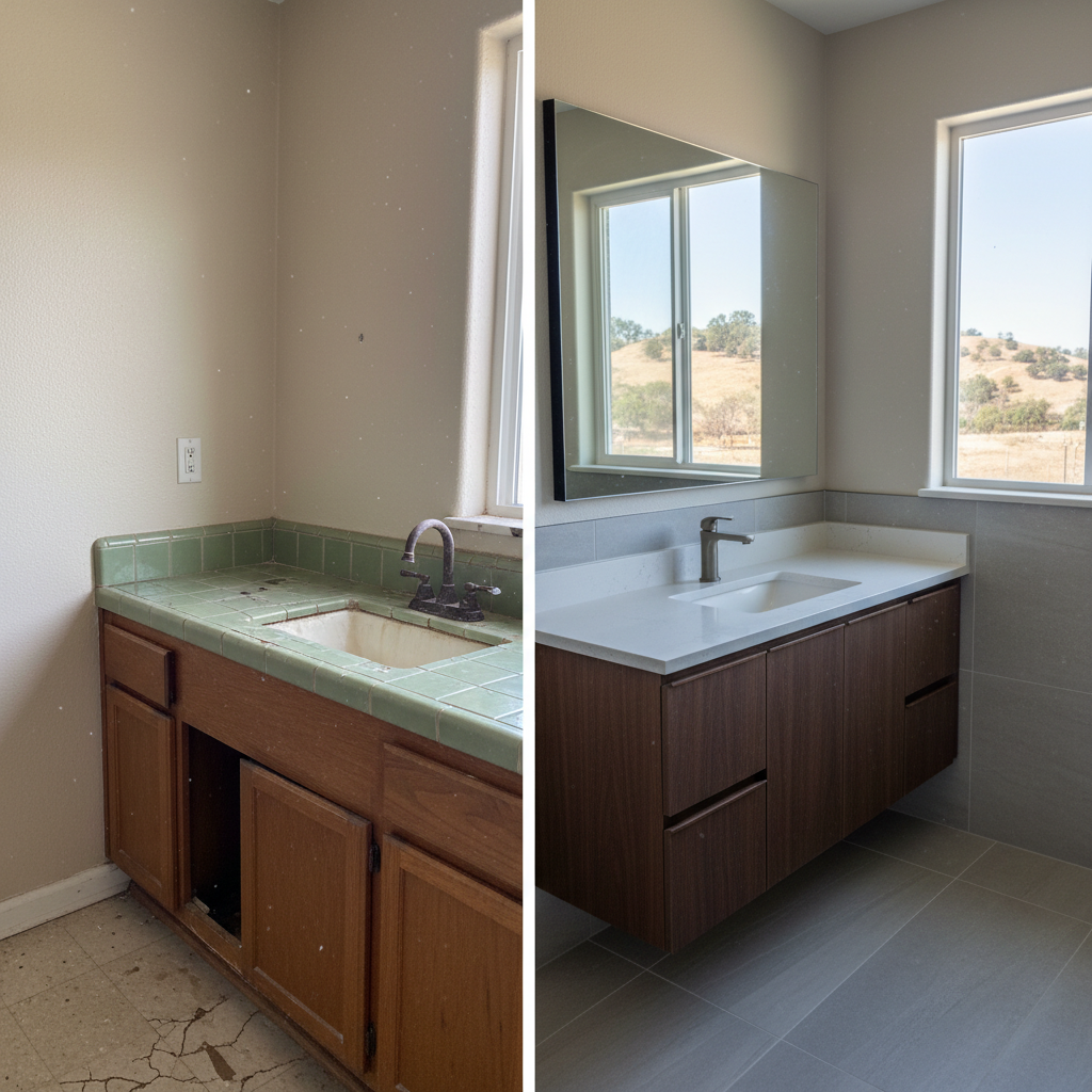 Completed vanity and sink installation work at a residential property in Stevenson Ranch, CA