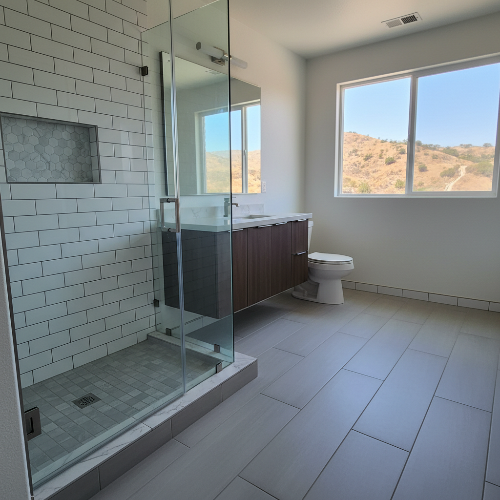 Completed tile and flooring installation work at a residential property in Stevenson Ranch, CA
