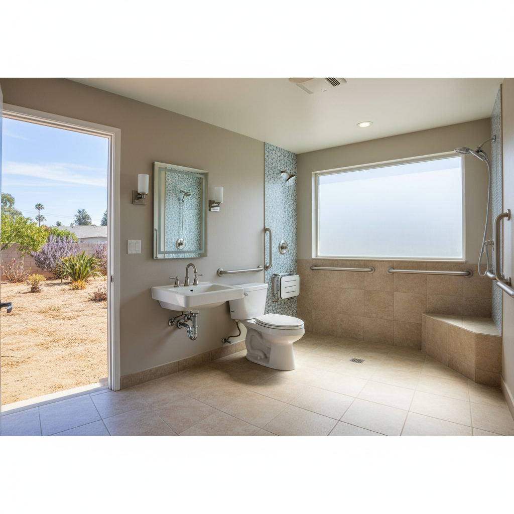 Completed handicap accessible bathrooms work at a residential property in Santa Clarita, CA