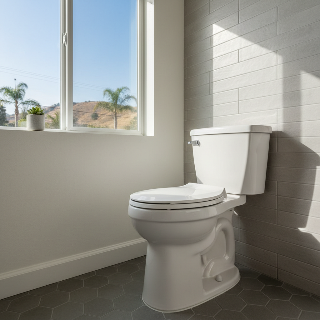 Completed toilet installation work at a residential property in Baldwin Park, CA
