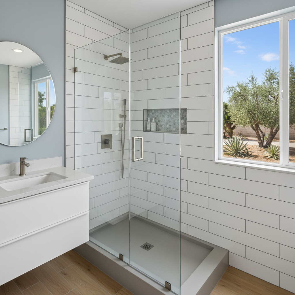 Completed shower replacement work at a residential property in Azusa, CA