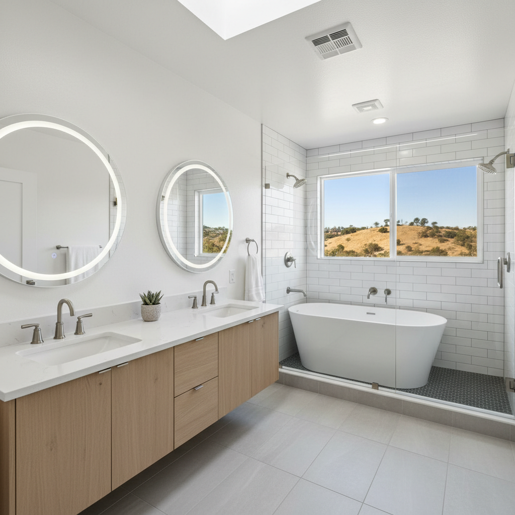 Completed bathroom remodel work at a residential property in Brea, CA