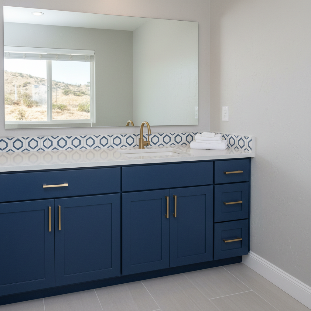 Completed vanity and sink installation work at a residential property in Bell, CA