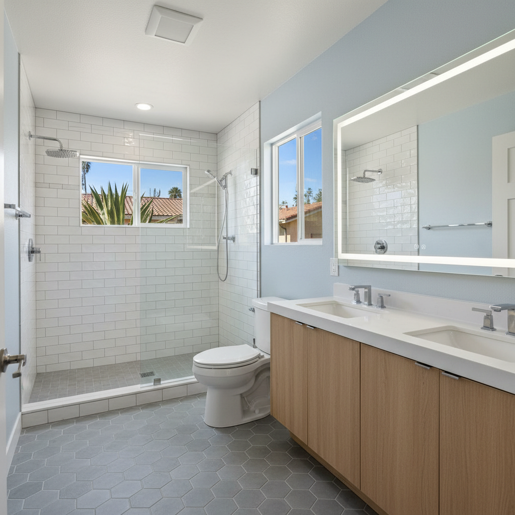 Completed bathroom expansion work at a residential property in Buena Park, CA