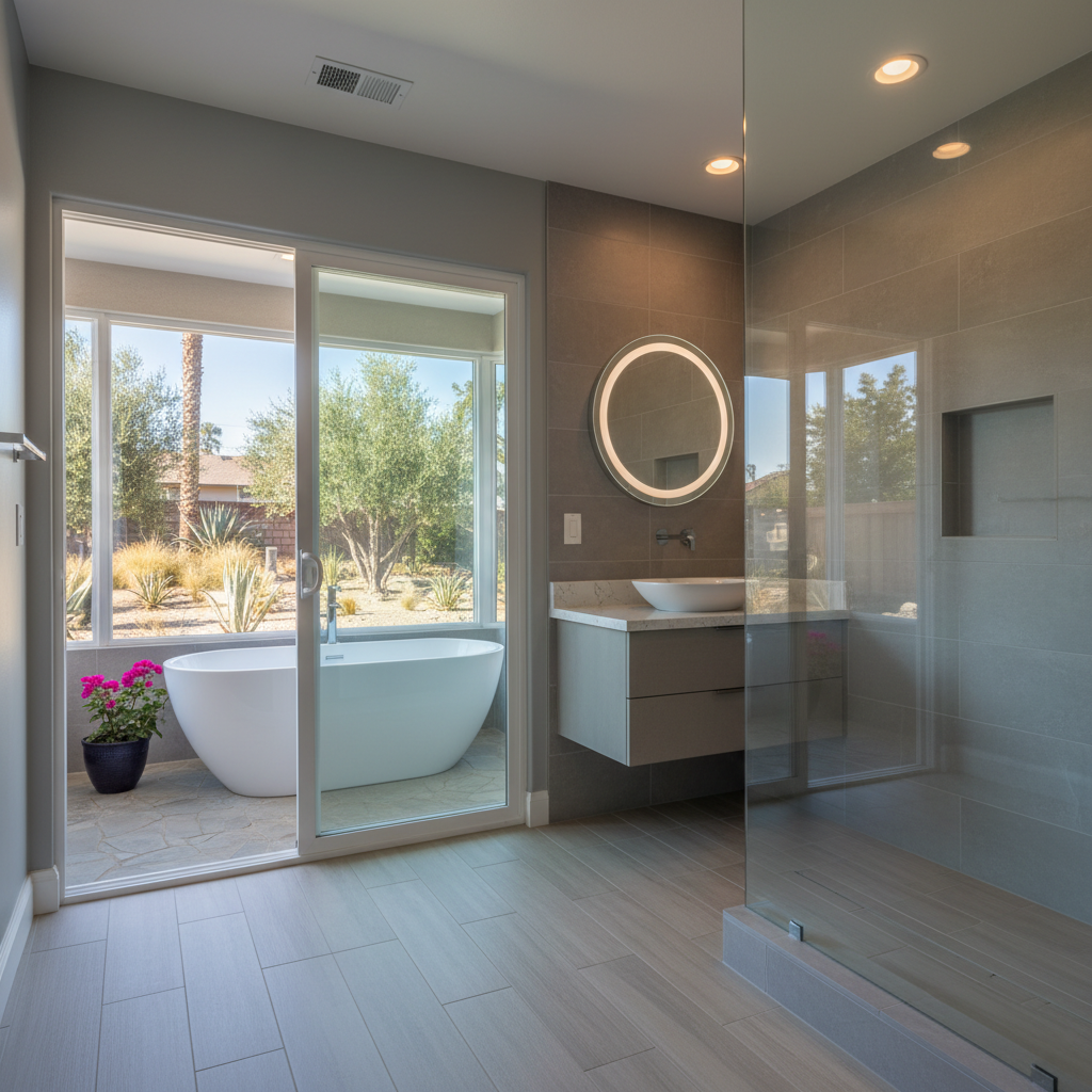 Completed bathroom modernization work at a residential property in Baldwin Park, CA
