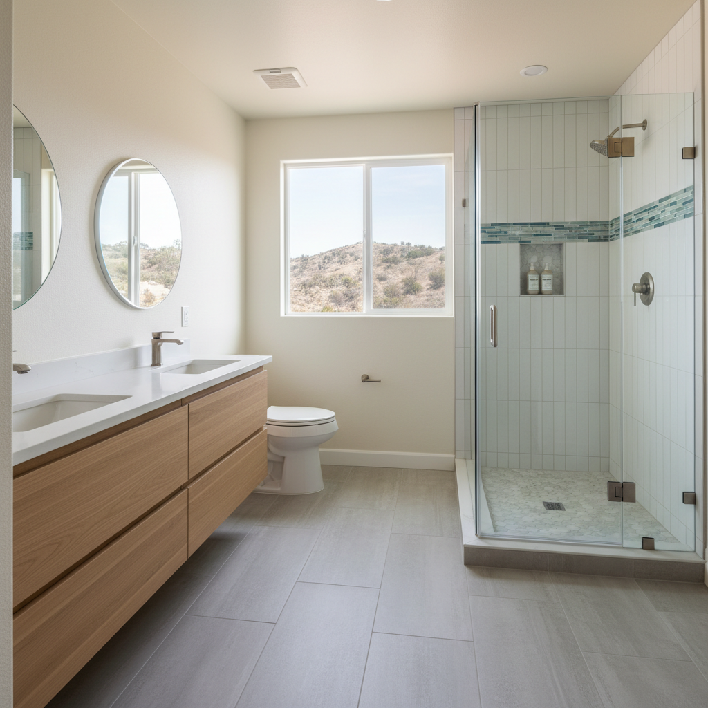 Completed tile and flooring installation work at a residential property in Brea, CA