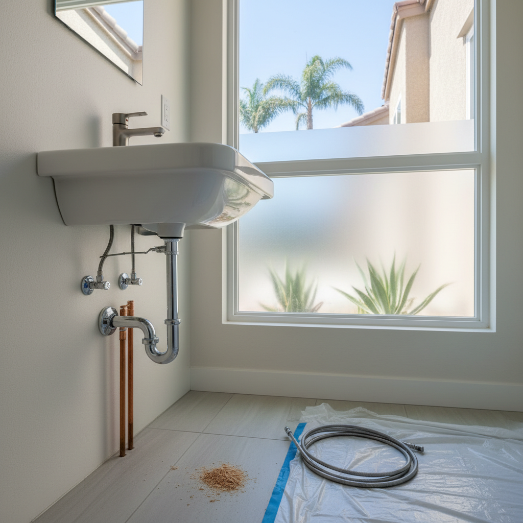 Completed plumbing work work at a residential property in Buena Park, CA