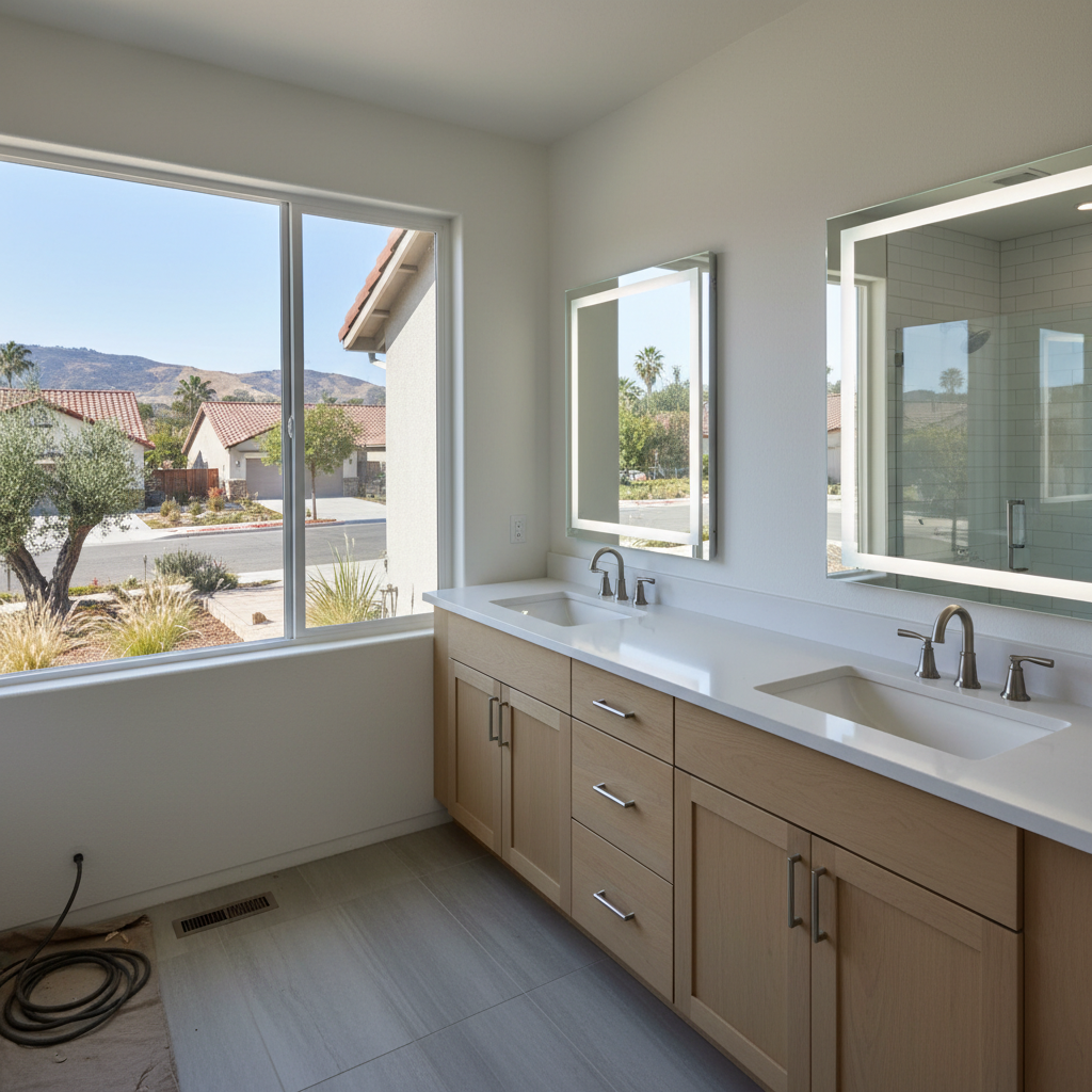 Completed vanity and sink installation work at a residential property in Brea, CA