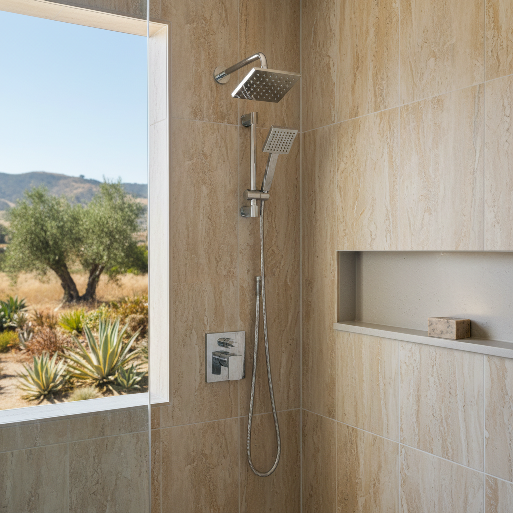 Completed shower replacement work at a residential property in Bell, CA