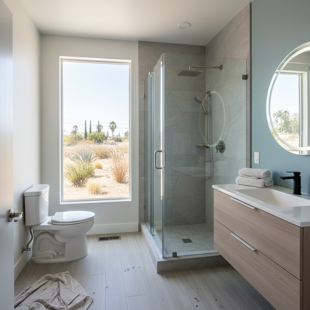 Completed bathroom remodel work at a residential property in Carson, CA