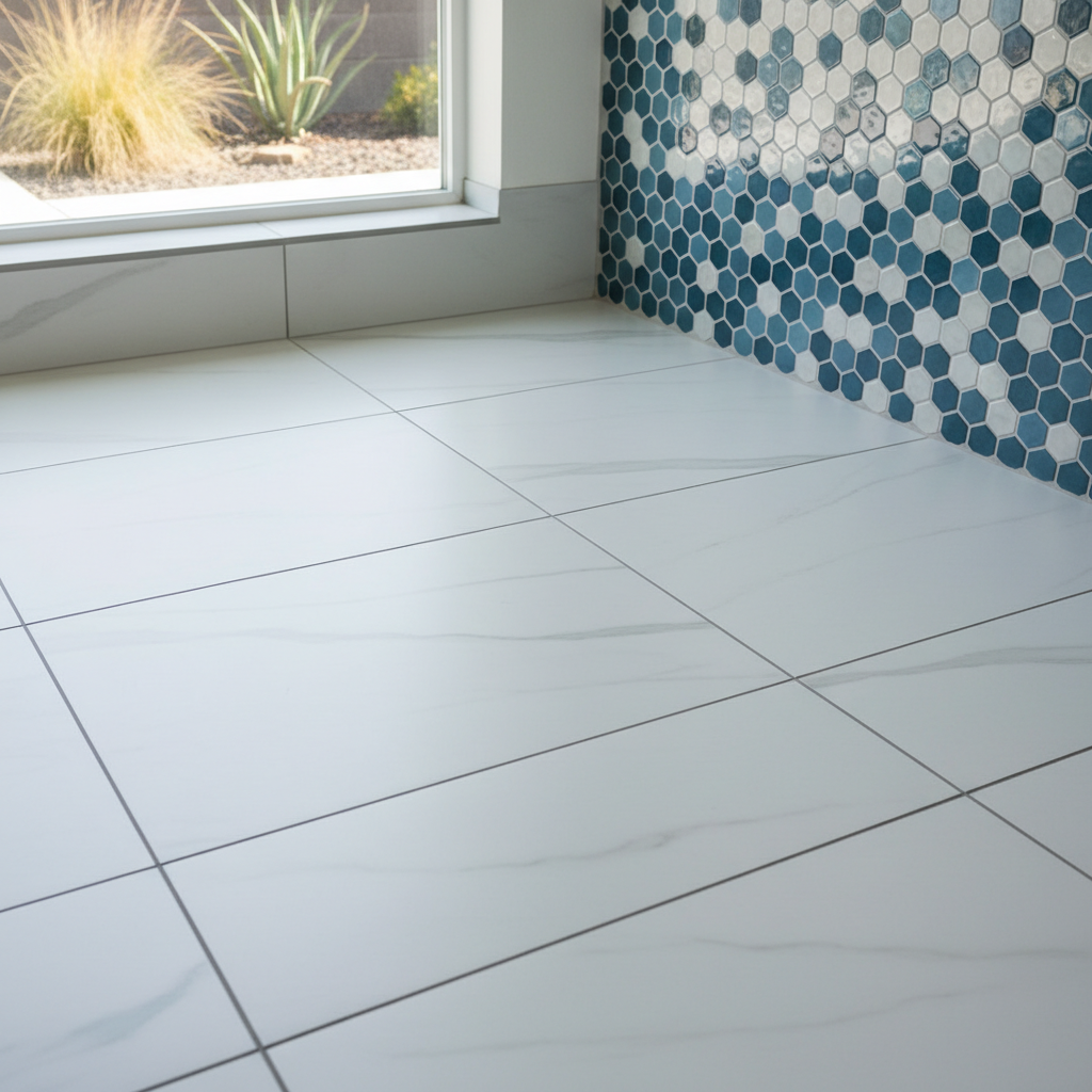Completed tile and flooring installation work at a residential property in Buena Park, CA