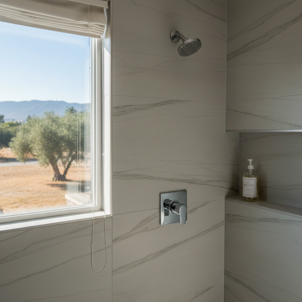 Completed shower replacement work at a residential property in Carson, CA