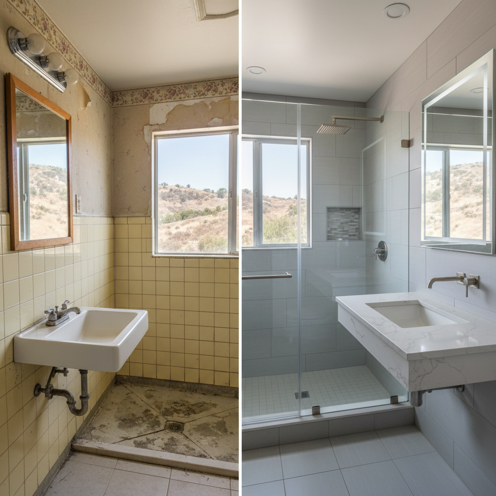 Completed bathroom modernization work at a residential property in Brea, CA