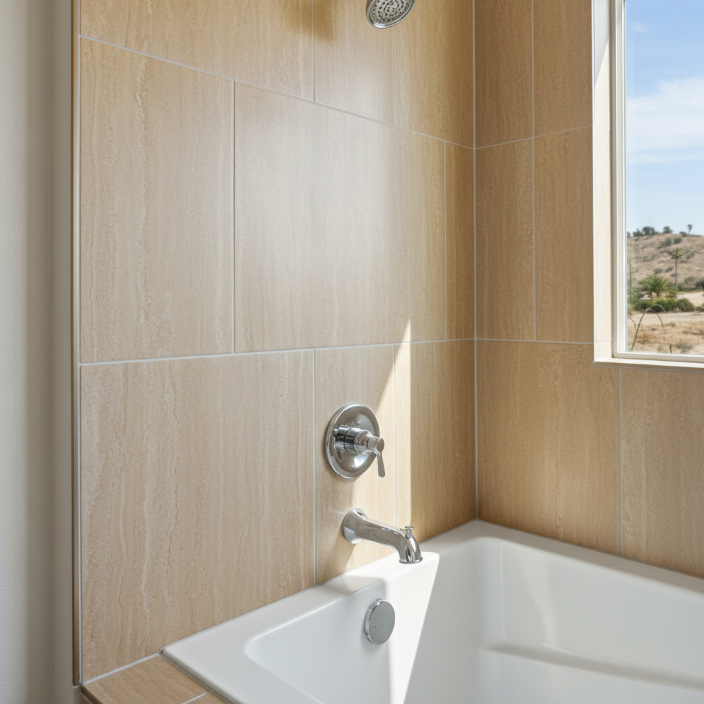Completed bathtub and shower installation work at a residential property in Compton, CA