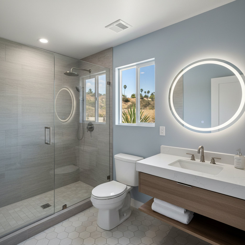 Completed bathroom modernization work at a residential property in Cerritos, CA