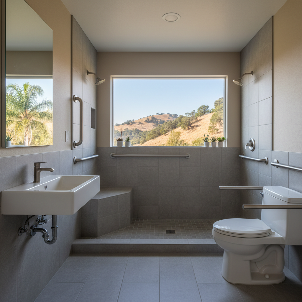 Completed handicap accessible bathrooms work at a residential property in Sherman Oaks, CA