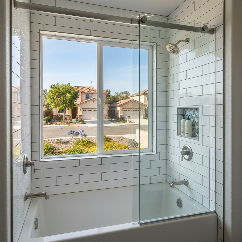 Completed bathtub and shower installation work at a residential property in Buena Park, CA