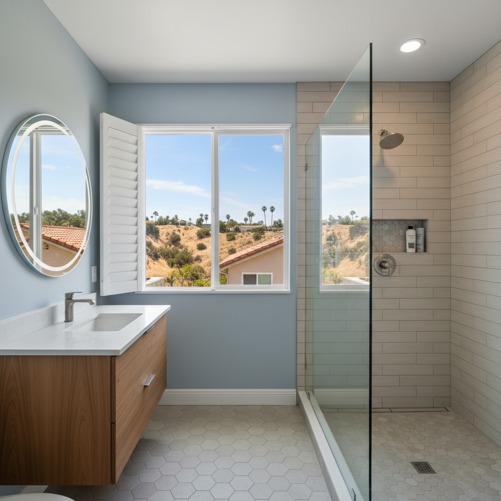 Completed bathroom remodel work at a residential property in Cerritos, CA