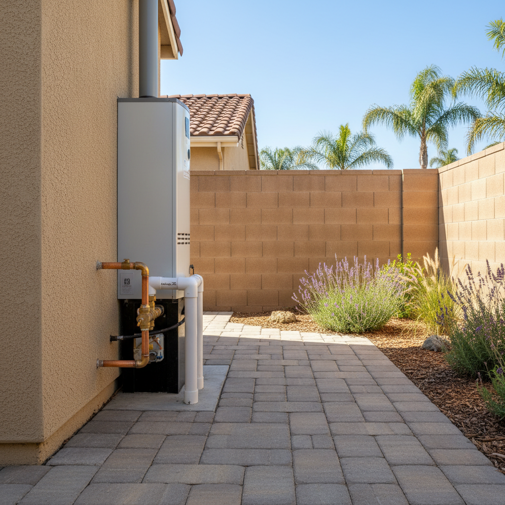 Completed plumbing work work at a residential property in Fountain Valley, CA