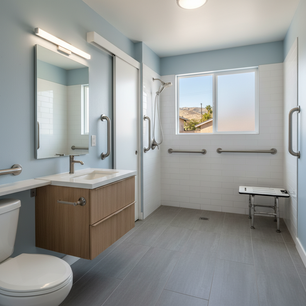 Completed handicap accessible bathrooms work at a residential property in Compton, CA