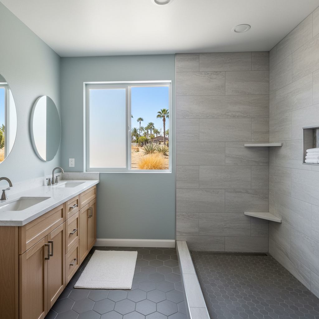 Completed tile and flooring installation work at a residential property in Downey, CA