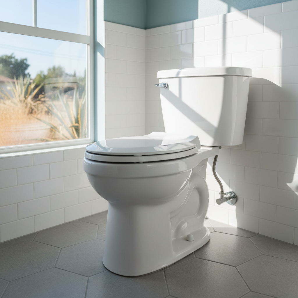 Completed toilet installation work at a residential property in Fountain Valley, CA