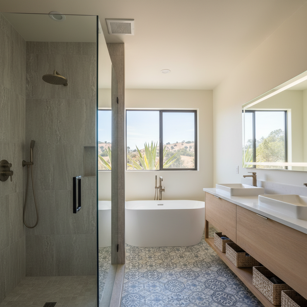 Completed bathroom remodel work at a residential property in Fullerton, CA