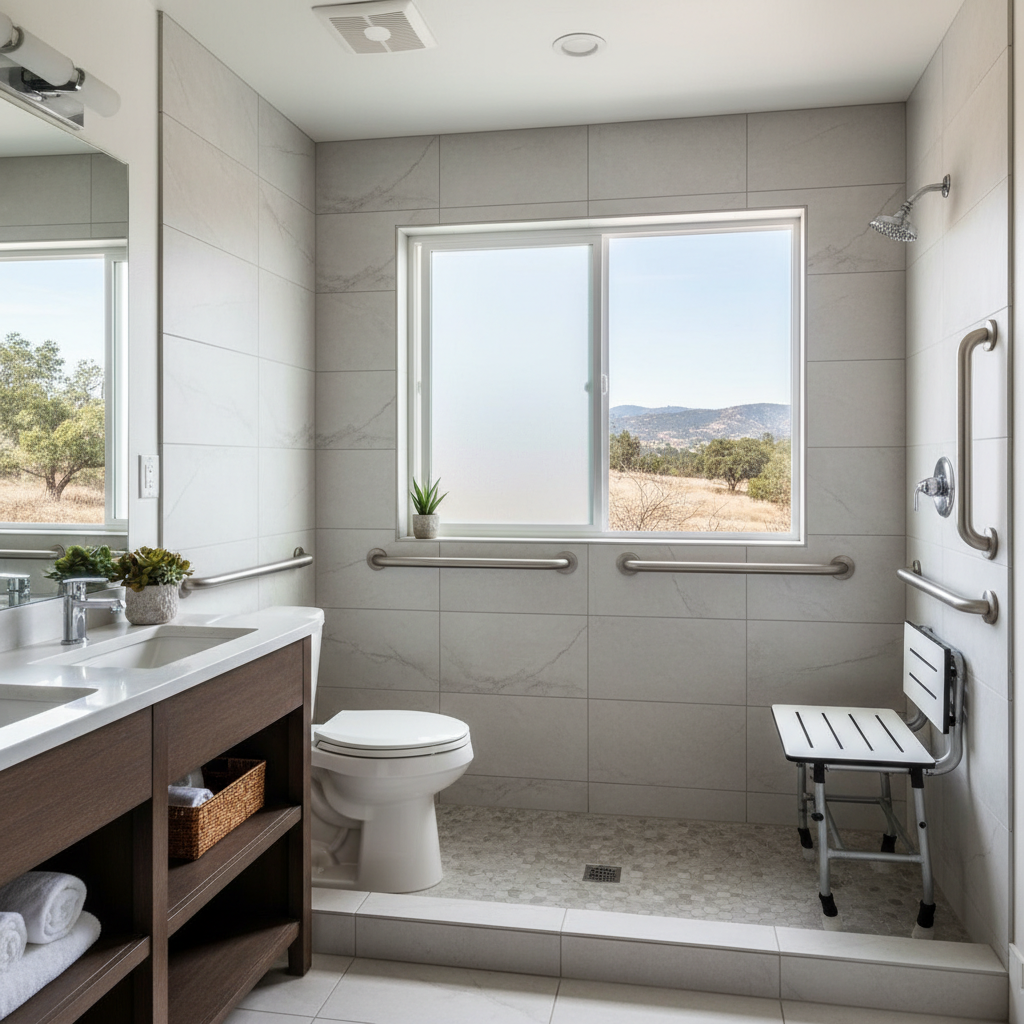 Completed handicap accessible bathrooms work at a residential property in Granada Hills, CA