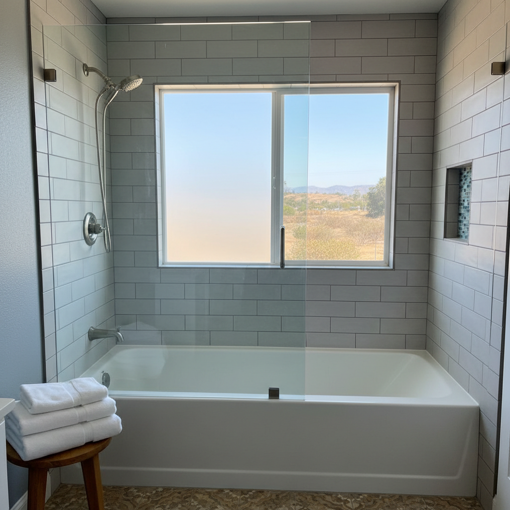 Completed bathtub and shower installation work at a residential property in Fullerton, CA