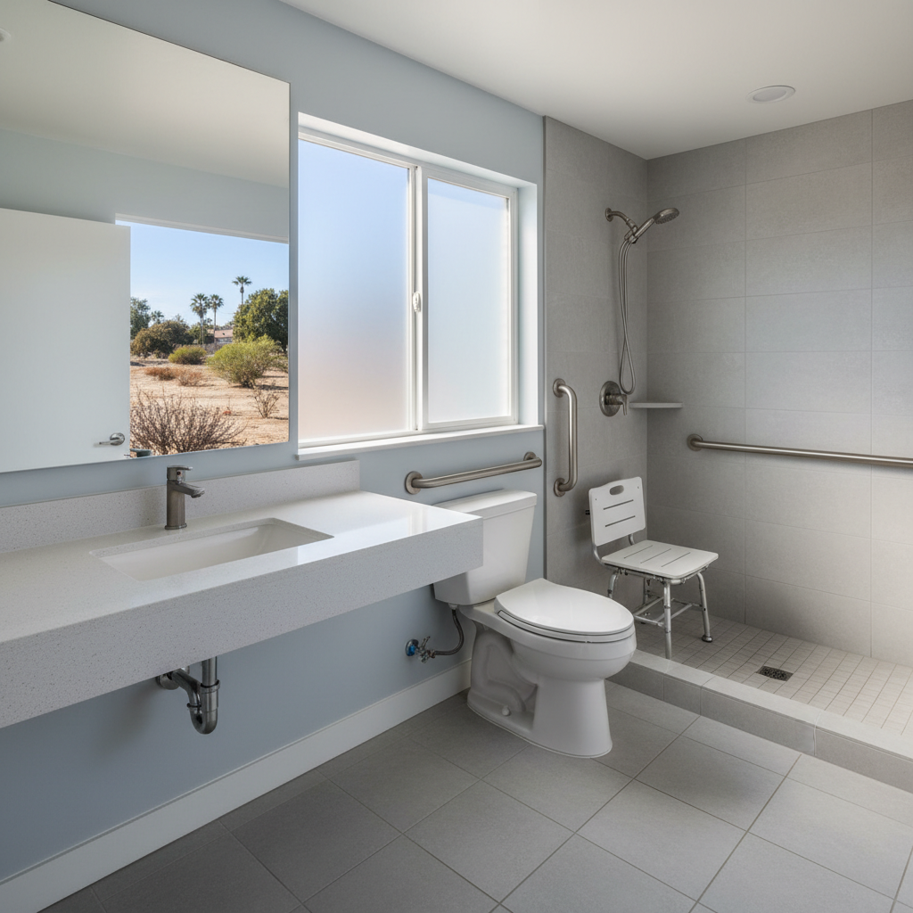 Completed handicap accessible bathrooms work at a residential property in Gardena, CA
