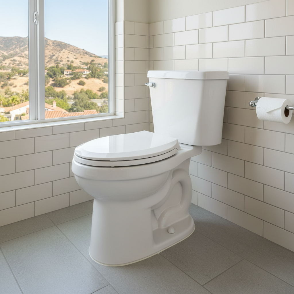 Completed toilet installation work at a residential property in Granada Hills, CA