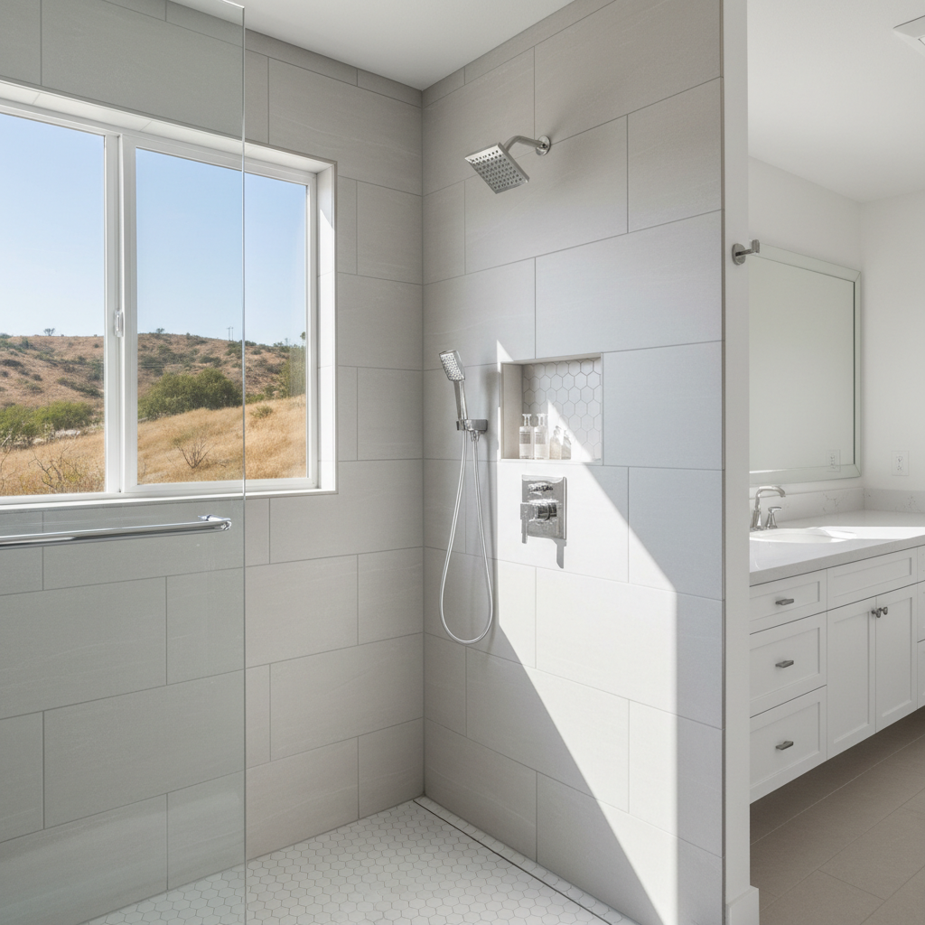 Completed shower replacement work at a residential property in Hawthorne, CA