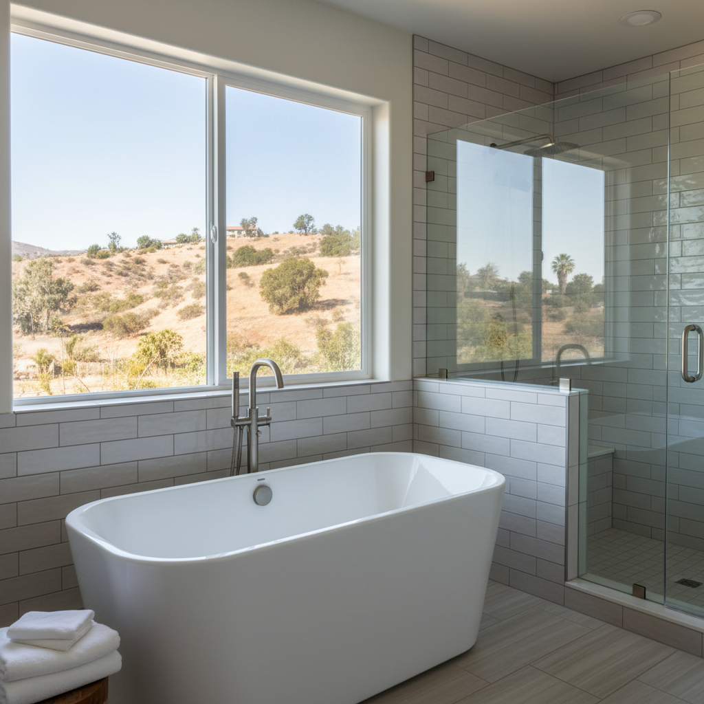 Completed bathtub replacement work at a residential property in Fountain Valley, CA