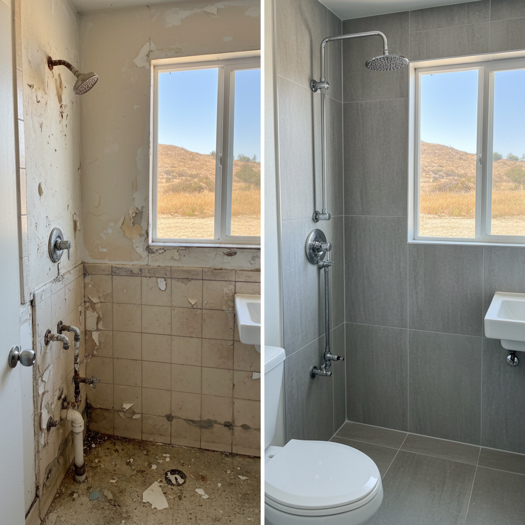 Completed plumbing work work at a residential property in Granada Hills, CA