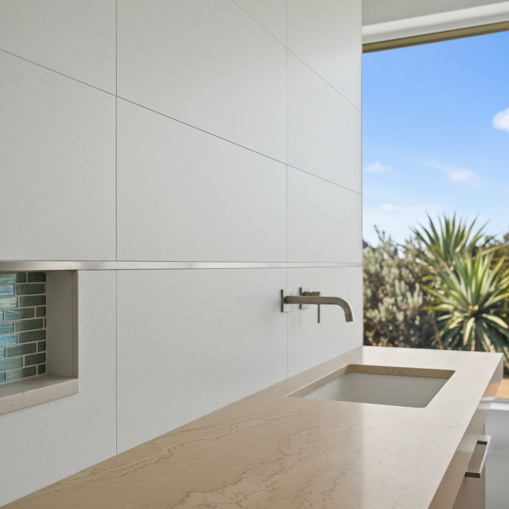 Completed bathroom modernization work at a residential property in Huntington Beach, CA