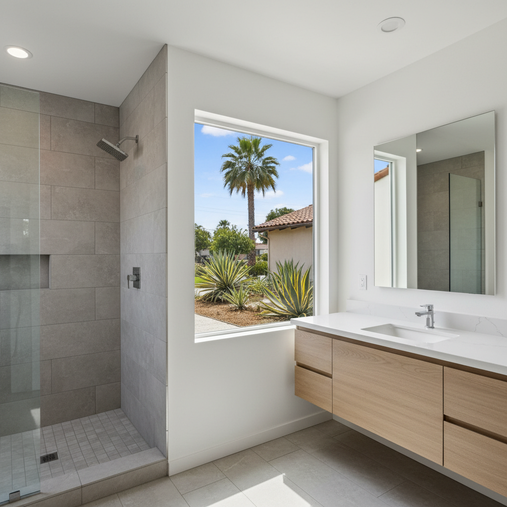 Completed bathroom modernization work at a residential property in Hawthorne, CA
