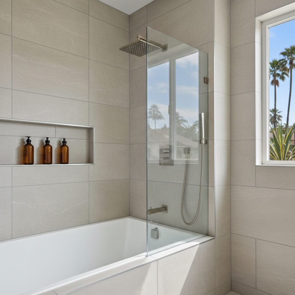 Completed bathtub and shower installation work at a residential property in Gardena, CA