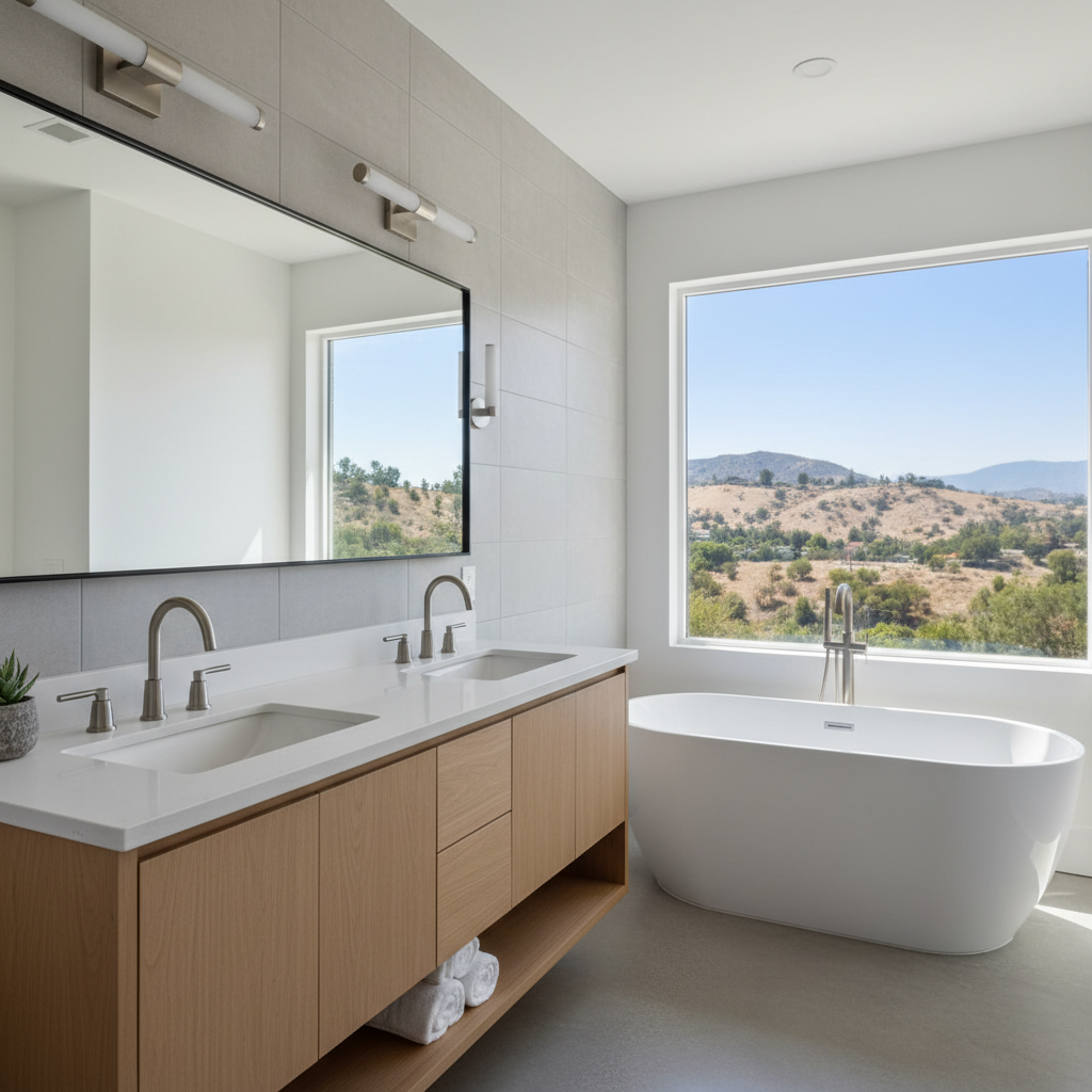 Completed vanity and sink installation work at a residential property in Granada Hills, CA