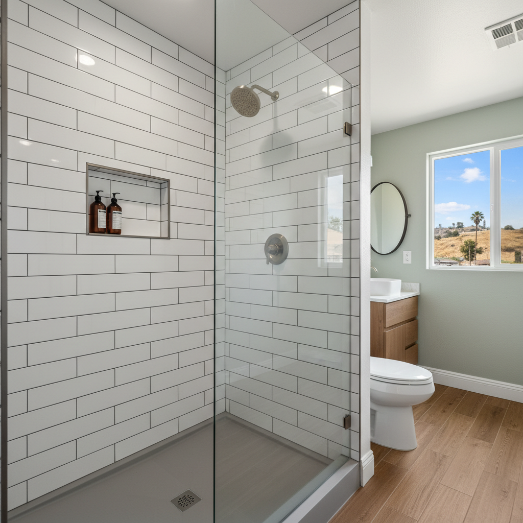 Completed shower replacement work at a residential property in Inglewood, CA