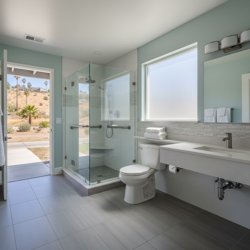 Completed handicap accessible bathrooms work at a residential property in Huntington Park, CA