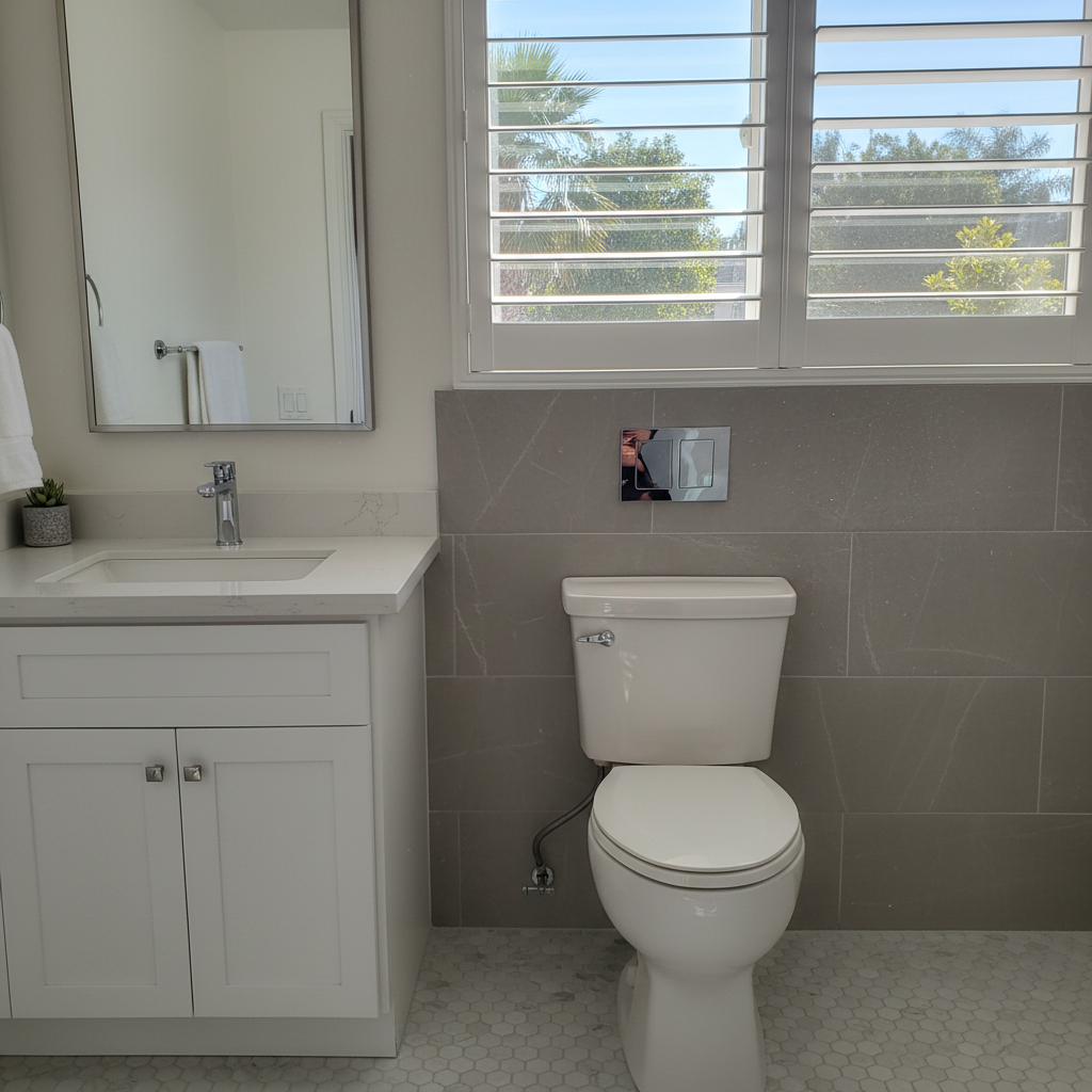Completed toilet installation work at a residential property in La Mirada, CA