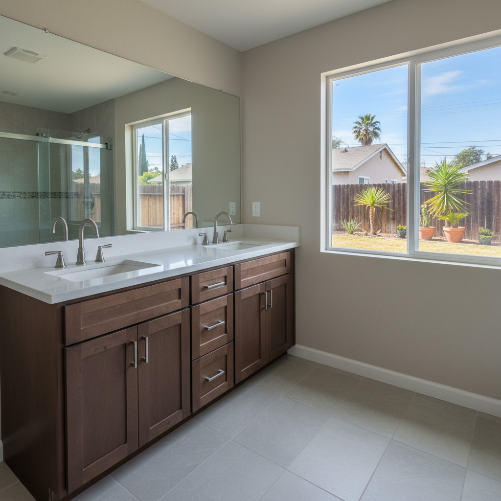 Completed vanity and sink installation work at a residential property in Lakewood, CA
