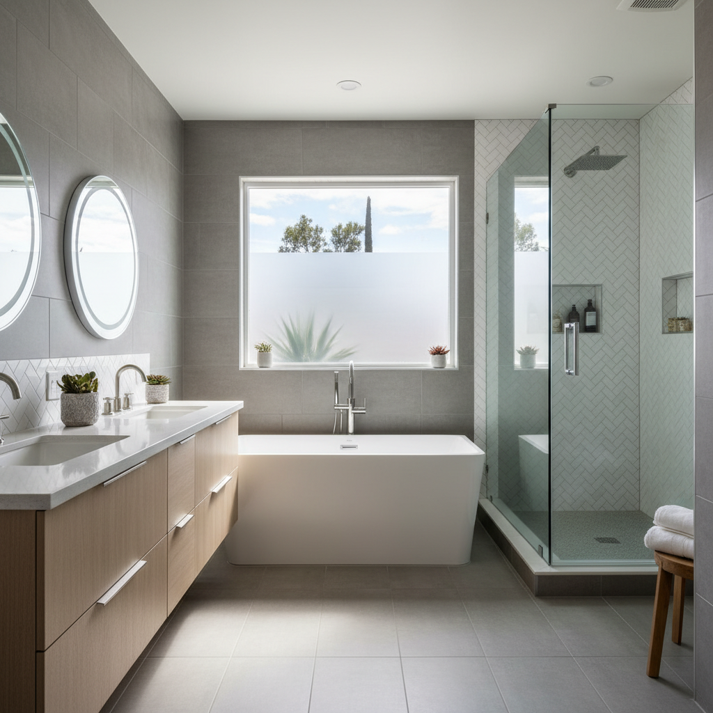 Completed bathroom modernization work at a residential property in La Mirada, CA