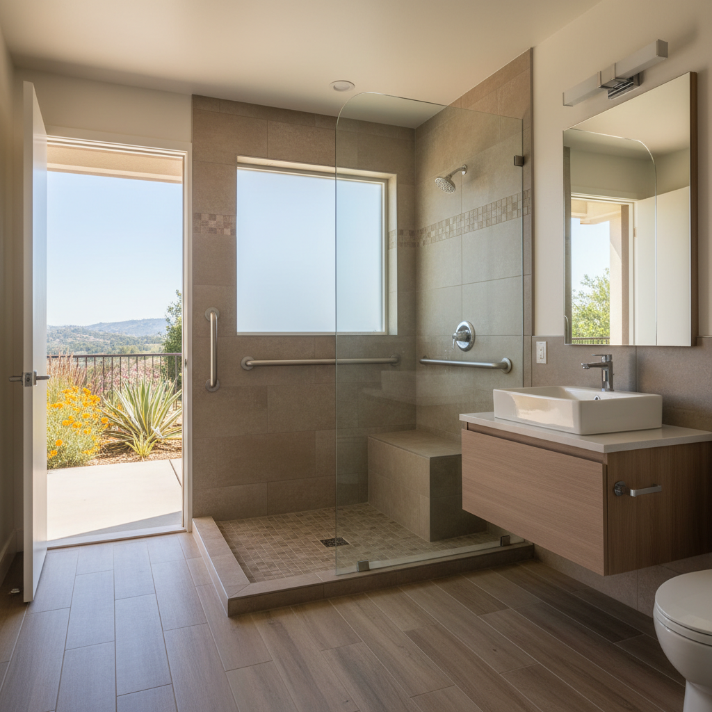 Completed handicap accessible bathrooms work at a residential property in Irvine, CA