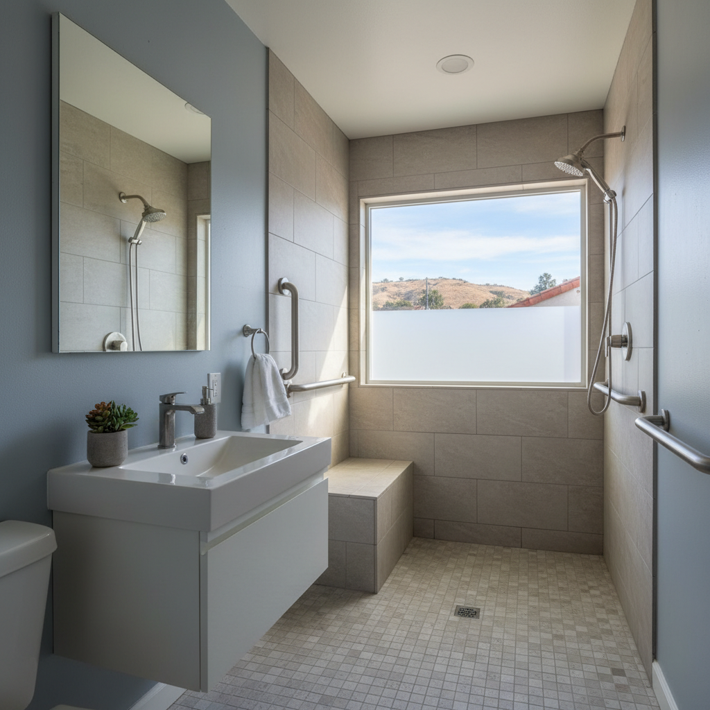 Completed handicap accessible bathrooms work at a residential property in Lawndale, CA