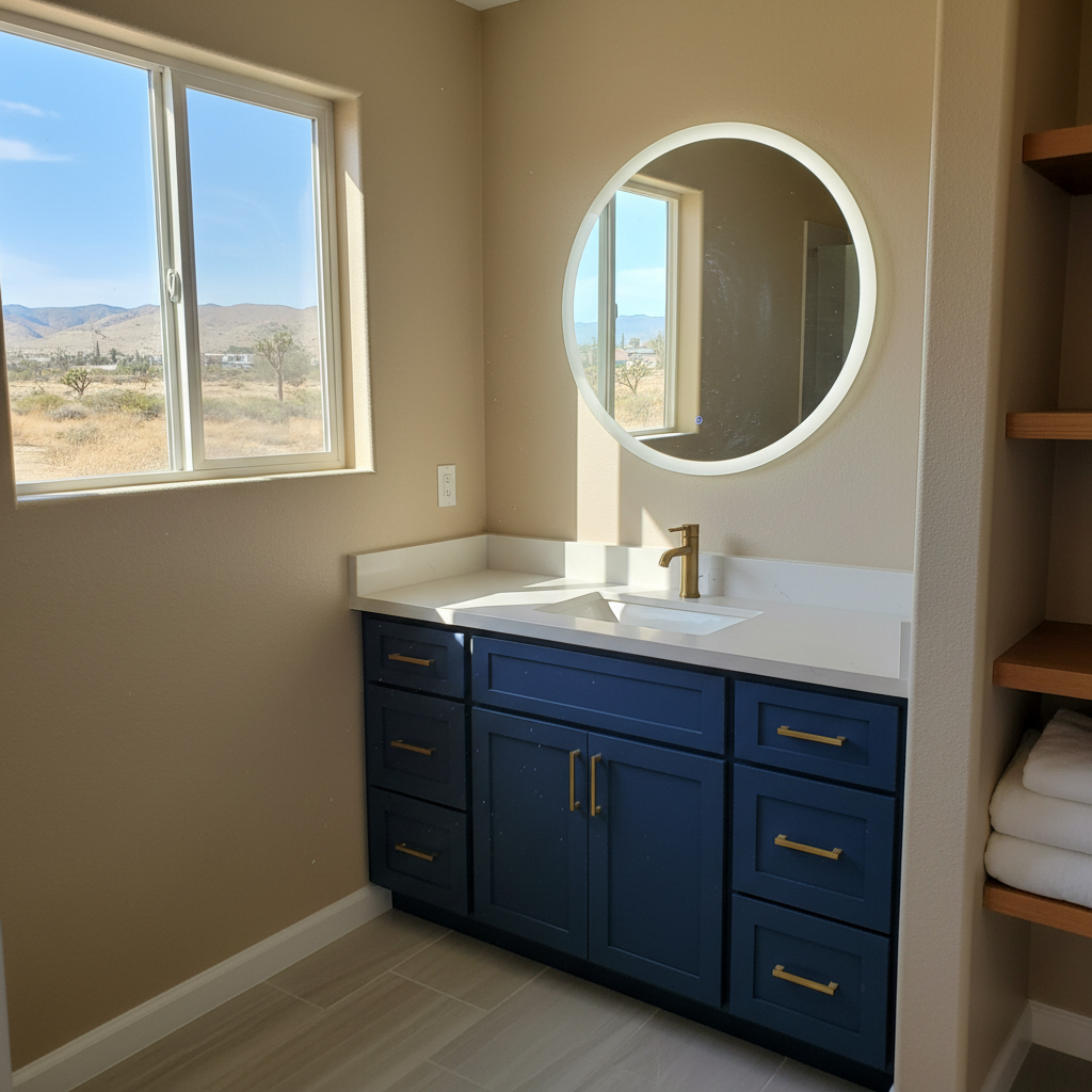 Completed vanity and sink installation work at a residential property in Lancaster, CA