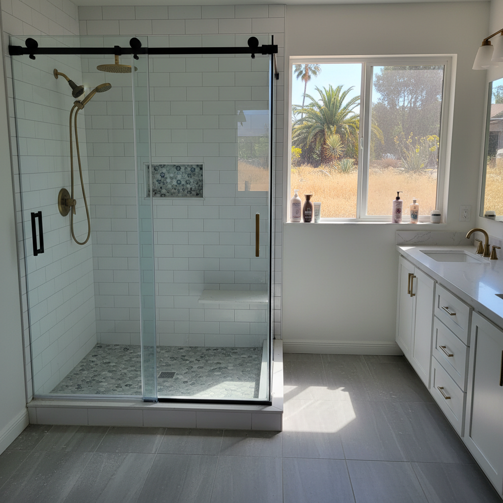 Completed shower replacement work at a residential property in Pasadena, CA