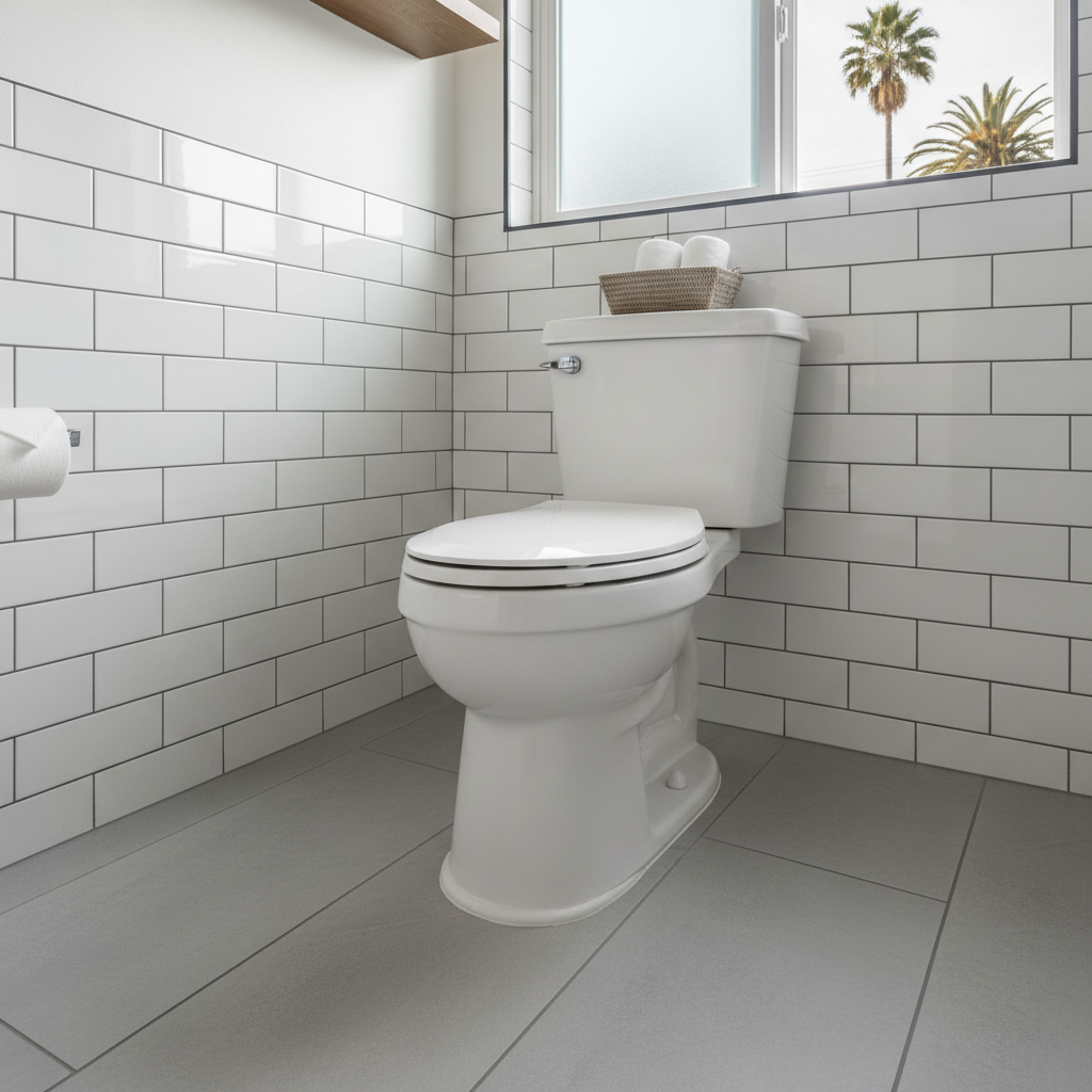 Completed toilet installation work at a residential property in Long Beach, CA