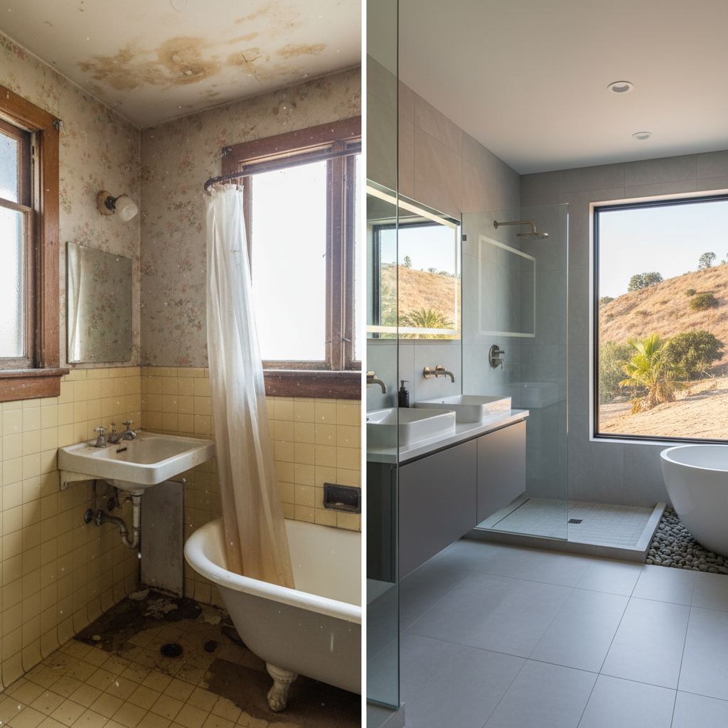 Completed bathroom modernization work at a residential property in Malibu, CA