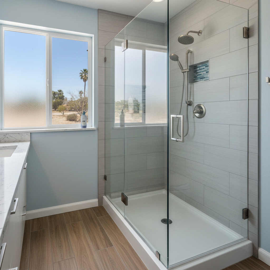 Completed shower replacement work at a residential property in Lakewood, CA